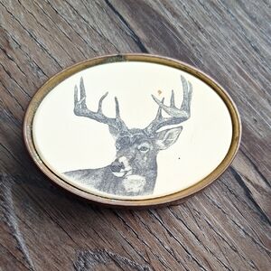 Vintage Barlow Solid Brass Buck Detail Belt Buckle